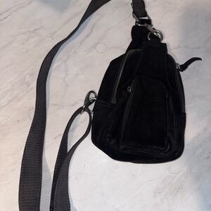 Free People Black Suede Hudson Sling Bag
